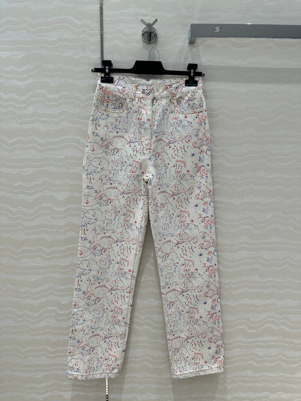 CC Straight Pants Multicolor Denim Cotton