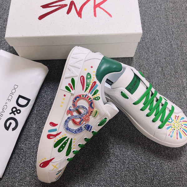 DC Portofino Limited Edition Sneakers Green Snake Embroidery & Sheepskin 288471