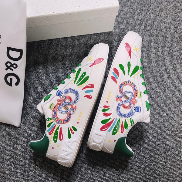 DC Portofino Limited Edition Sneakers Green Snake Embroidery & Sheepskin 288471