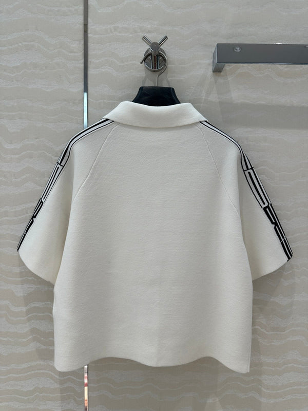 CD Short-Sleeved Cardigan Jacket White Viscose Polyamide