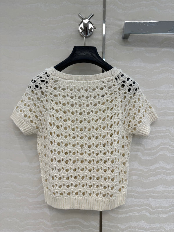 CD Butterfly Hollow Top White Cotton Washi