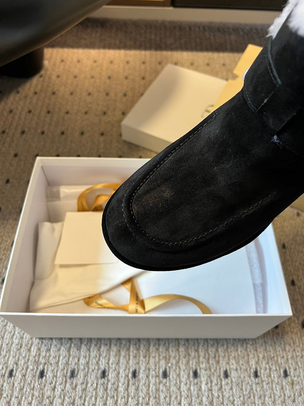 The Row 2025 Ankle Boot Black White Suede Wool 561620