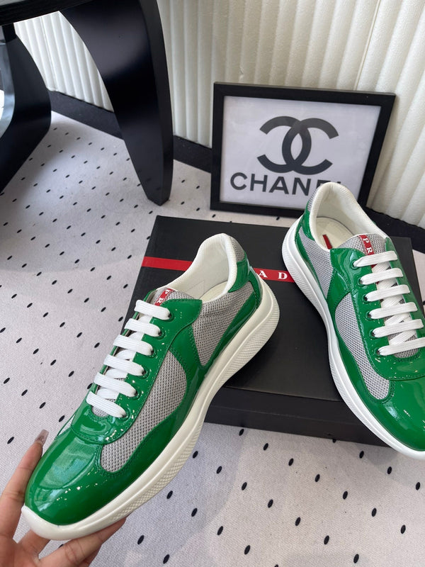 Pra 2025 Sneaker Green mix Gray Patent Leather Mesh 554582