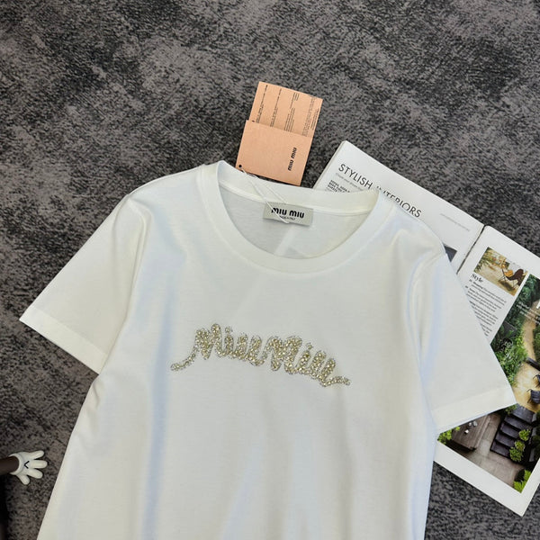 Miu SS26 Short-Sleeve T-Shirt Cotton 350689