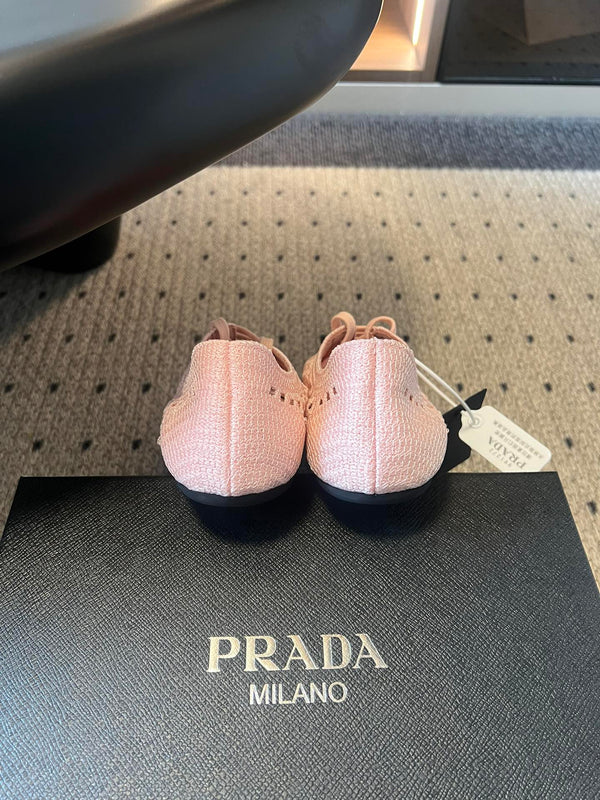 Prada 26s Collapse Sneakers Light Pink Crochet Laced 726979