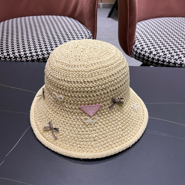 Prad Raffia Bow Knot Fisherman Hat 512516