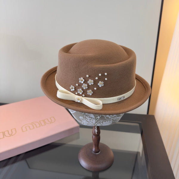 Miu Felt Hat With Ribbon And Flower 477646