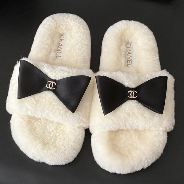 CC 2026 Bow Furry Slippers Wool 128278