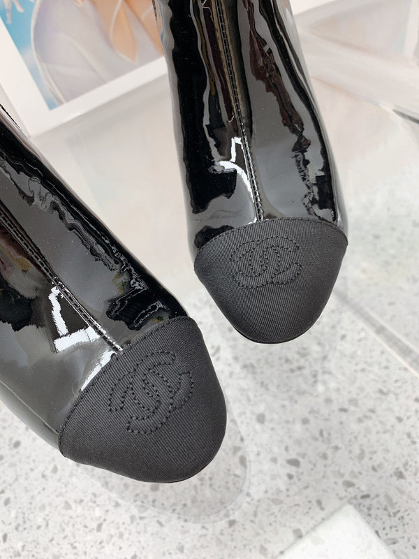 CC 2026 Bicolor Cap-Toe Boots 85mm Patent Leather 162120