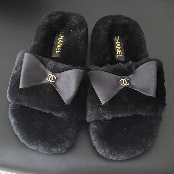 CC 2026 Bow Furry Slippers Wool 128278