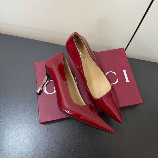 GG 26s Pointed Toe Pumps 8.5cm Patent Calfskin