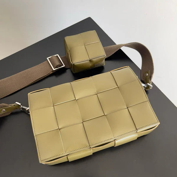 BV Two-In-One Cassette Bag 26cm Olive Green Leather