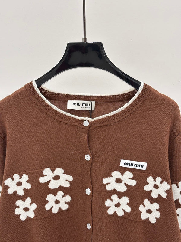 Miu 2026 Crew-Neck Embroidered Cardigan Wool 431814
