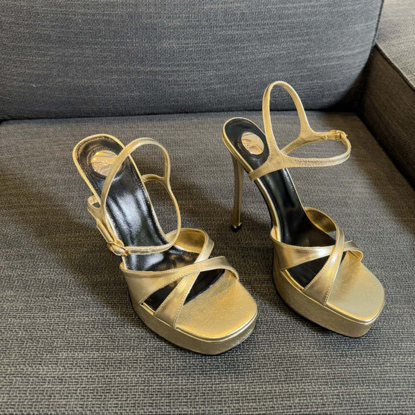 YSL 26S Cross-Strap Sandals 150 Mm Calfskin