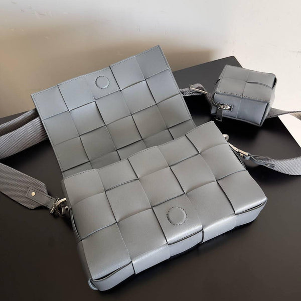 BV Two-In-One Cassette Bag 26cm Grey Leather