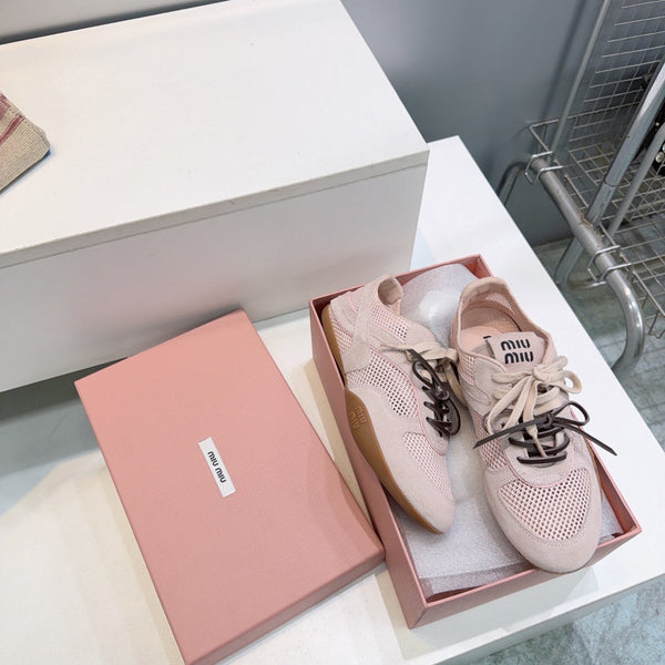 Miu 26s Sneakers Light Pink Mesh And Suede