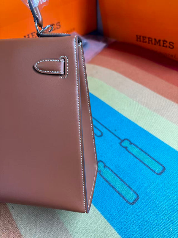 HM Birkin 25cm Brown Calfskin Sliver Hardware