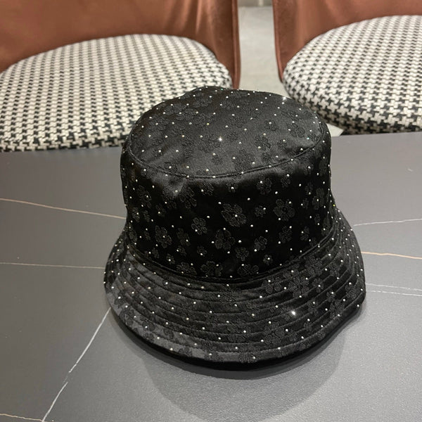 FF Rhinestone Embroidered Fabric Bucket Hat 491651