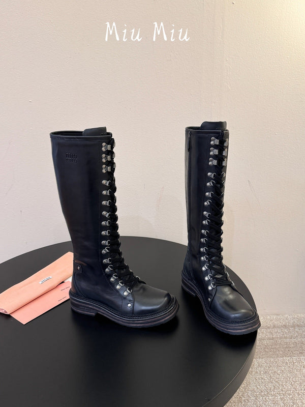 Miu 26s High Hiking Boots Calfskin
