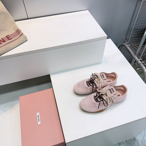 Miu 26s Sneakers Light Pink Mesh And Suede