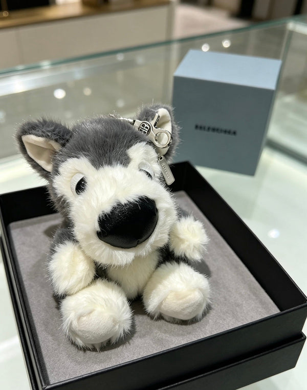 VLC Gray And White Puppy Plush Bag Charm