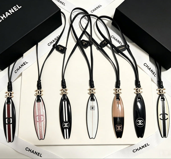 CC Surfboard-shaped Leather Cord Charm