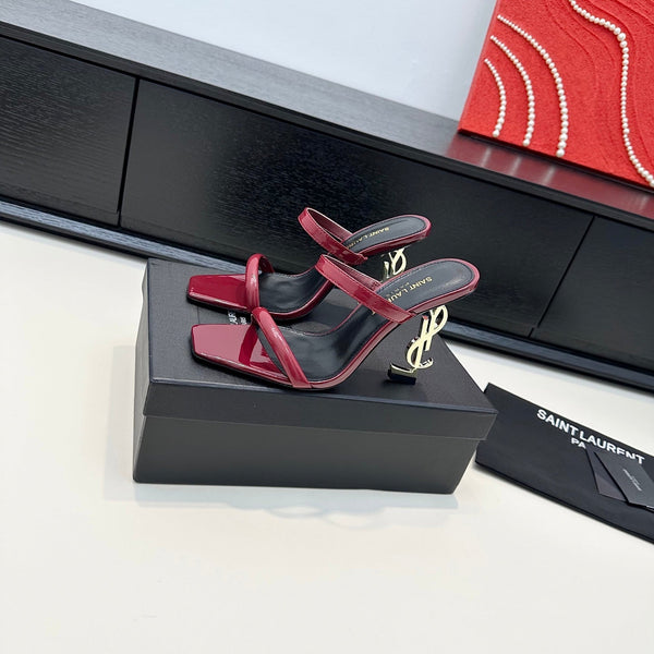 YSL 26S Double-Strap Heeled Sandals 100 Mm In Calfskin