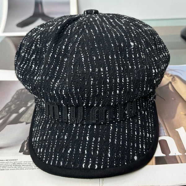 Miu Tweed Newsboy Cap Hat 497142