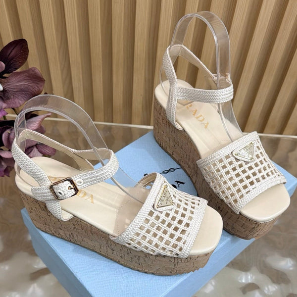 Prad 2026 Platform Sandals 75mm Crochet Fabric 151249