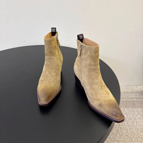 Miu 26s Western Ankle Boots Suede