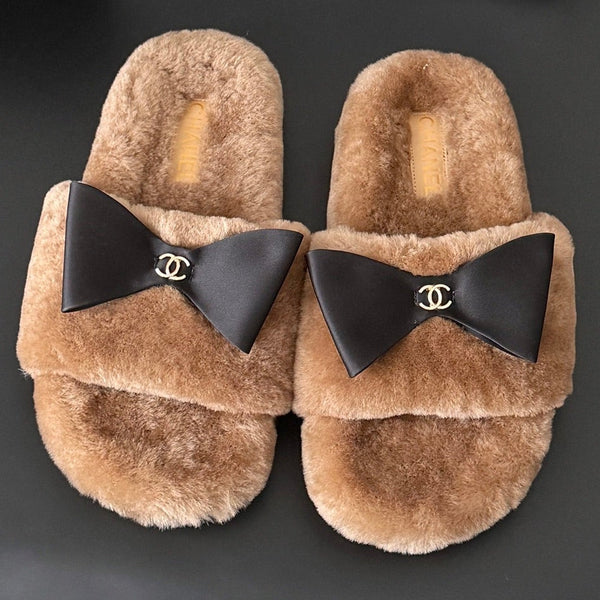 CC 2026 Bow Furry Slippers Wool 128278