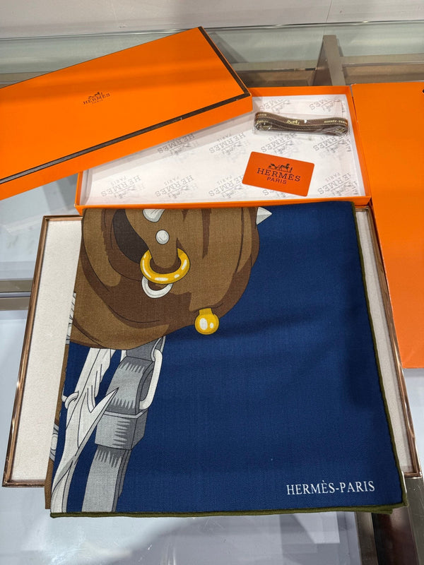 HM 2026 Cheval Heavy Metal Scarf 140cm Cashmere Silk