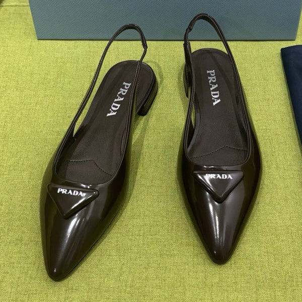 Prad 2026 Spazzolato Triangle Logo Flat Patent Leather 148638