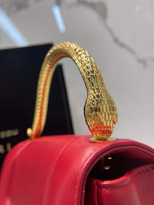 BVL Serpenti Mary Katrantzou Top Handle 19cm Red Lambskin GHW 188704