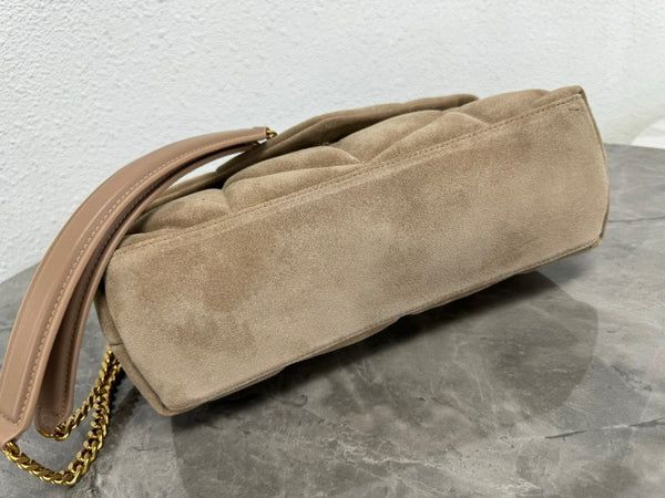 LOULOU PUFFER SMALL 29 LIGHT BROWN SUEDE GHW