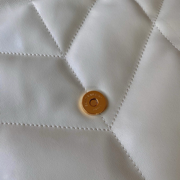 Loulou Puffer 35cm White Quilted Lambskin Bag Ghw