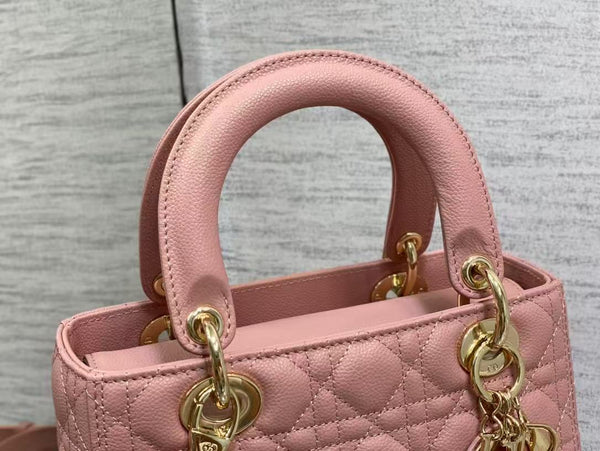 CD MEDIUM LADY 24 BLUSH CANNAGE LAMBSKIN