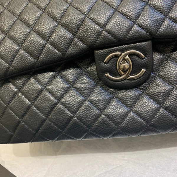 CC TRAVEL TOTE 46CM BLACK COWHIDE SILVER HARDWARE