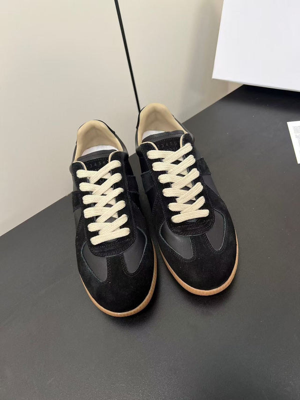 Maison Margiela Sneakers Black Calfskin Suede Patchwork
