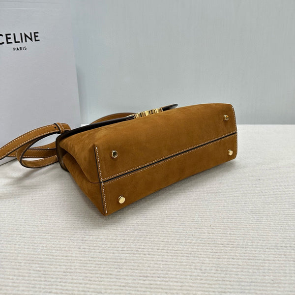 Nino Teen Medium 25 Bag In Camel Brown Suede Calfskin