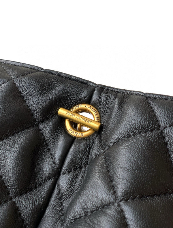 YSL ICARE GOLDEN DRAGON TOTE BAG LARGE BLACK SHEEPSKIN