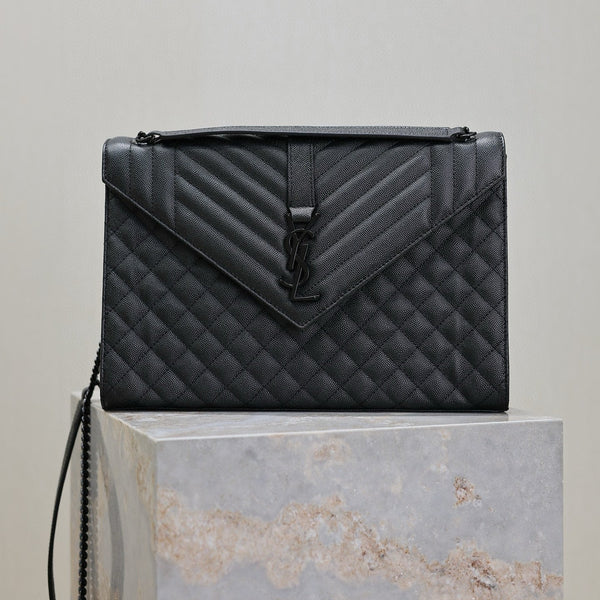 YSL Envelope Chain Large Bag 31cm Black Cowhide