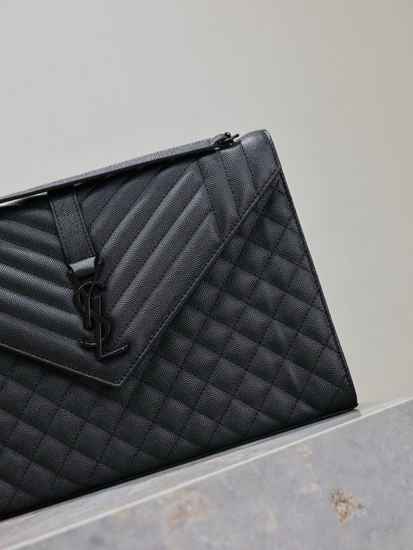YSL Envelope Chain Large Bag 31cm Black Cowhide