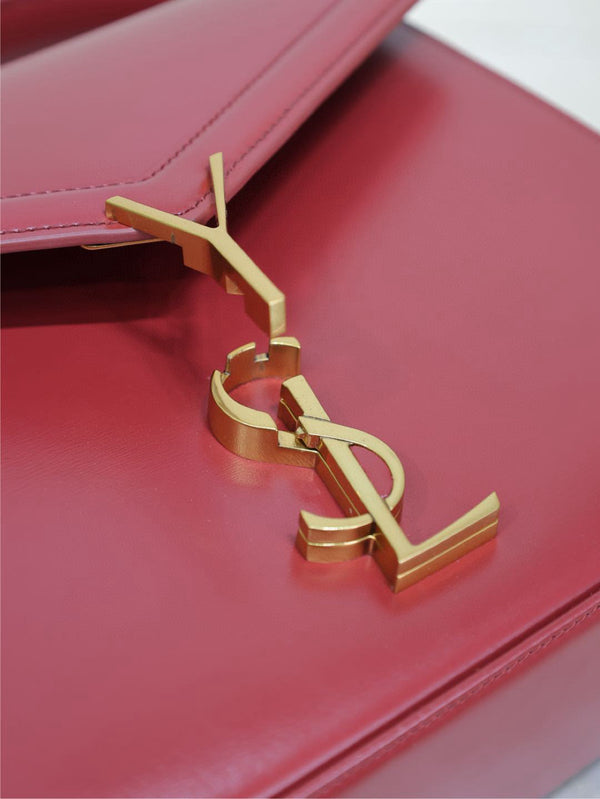 YSLCassandra Top Handle Bag Medium 25cm Red Cowhide GHW