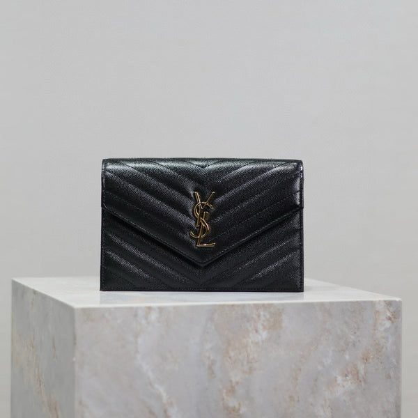 YSL WOC Small Envelope Bag 19cm Black Caviar GHW