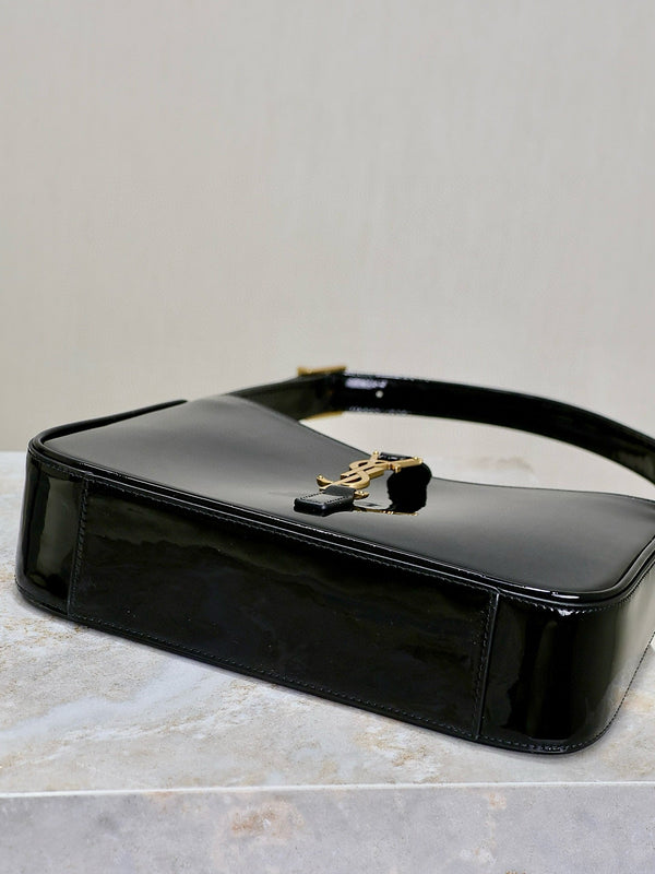 YSL 2025 Le5A7 Bag 25cm Black Gold Patent Leather