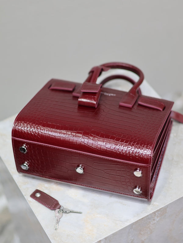 YSL 2025 Sac De Jour Nano Bag 22cm Merlot Red Leather