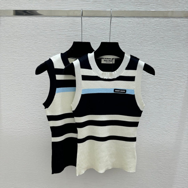 Miu 2026 Vest Black and White Wool 516747