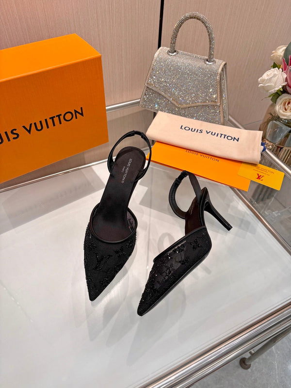 LV 2026 Gala Slingback Heels 6.5cm Imported Mesh 140733