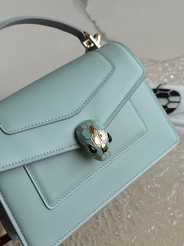 Bvlgari Serpenti Forever Shoulder Bag 19 Blue in Calfskin